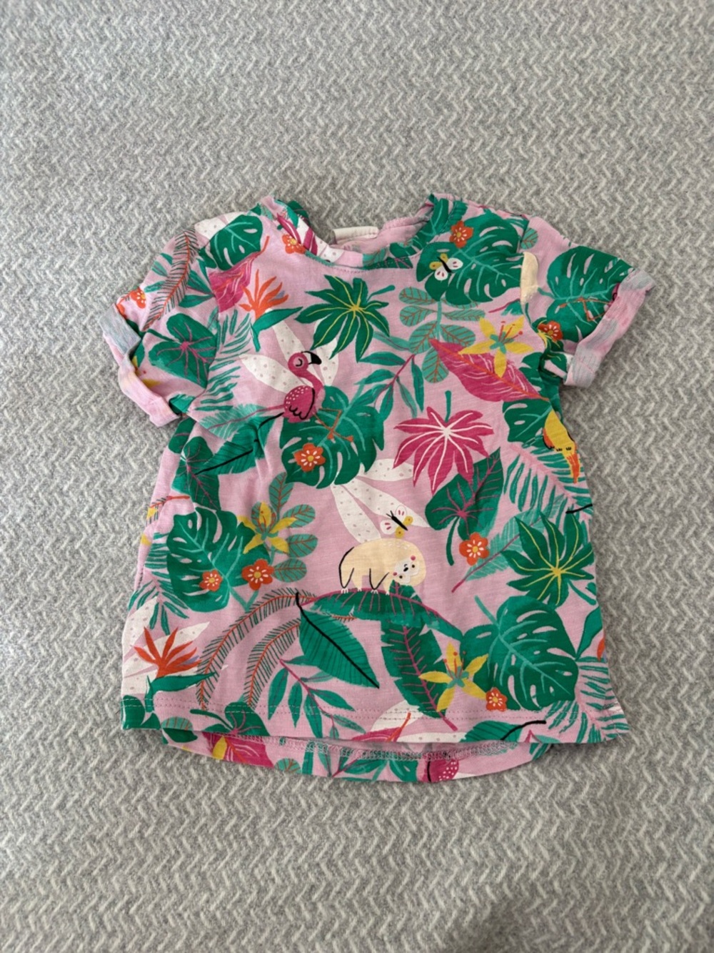 H&M Pink Tropical Leaf & Green Print Kids Tee